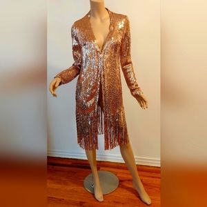 Gold Hollywood Jacket/Cardi tiny Sequins/Fringes